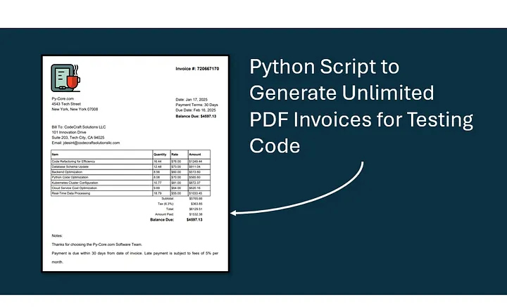 Python Generator Script to Create Dummy PDF Invoices - py-core